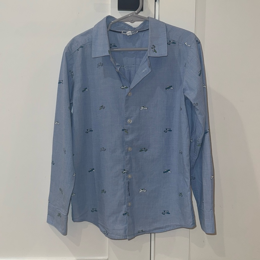 Jacadi Blue Casual Button Down Shirt with Embroidered Design